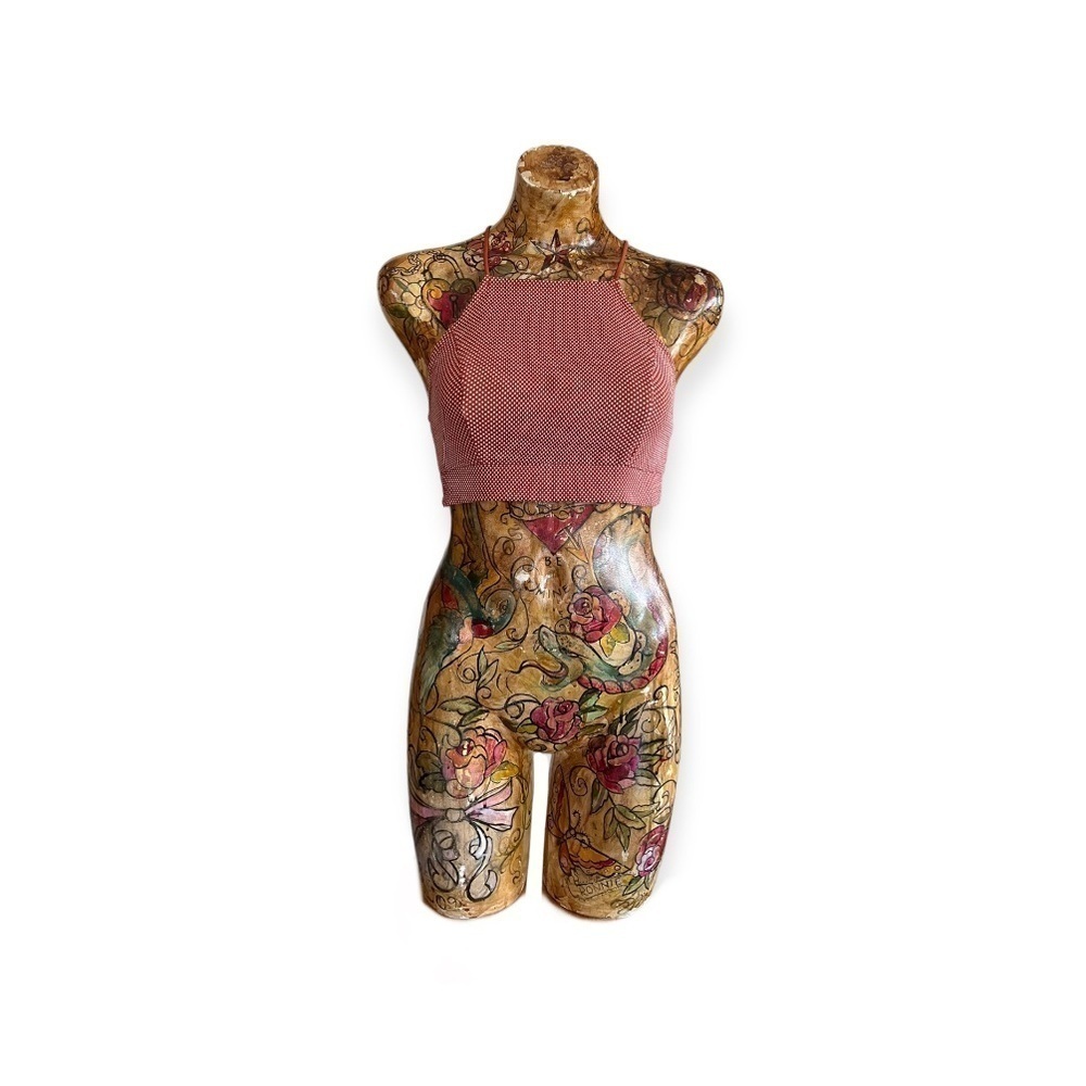 Urban Outfitters Dusty Rose Ribbed Halter Crop Top